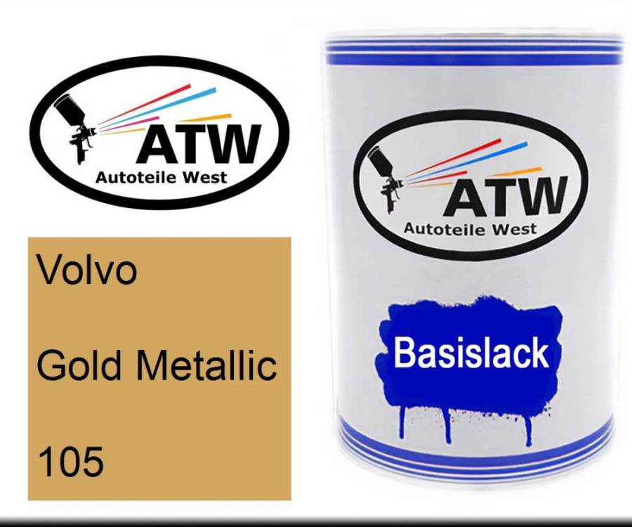 Volvo, Gold Metallic, 105: 500ml Lackdose, von ATW Autoteile West.
